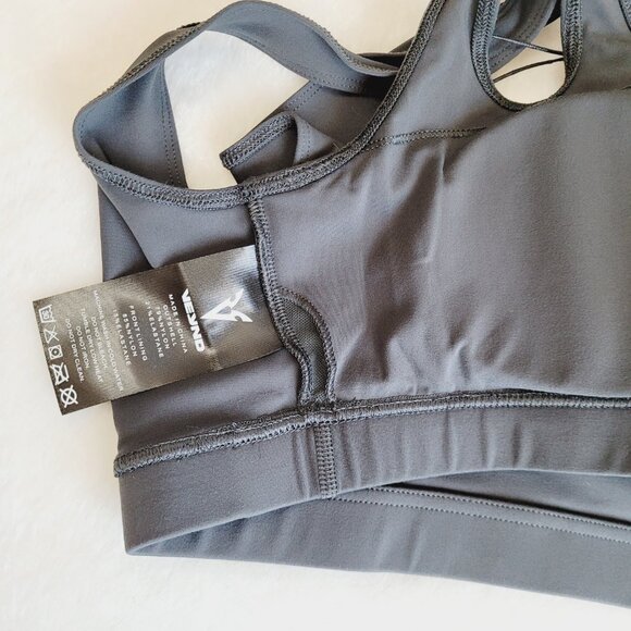 VEYND | V-Sculpt Asymmetric Light Support Sports Bra - Dark Gray - Picture 7 of 9